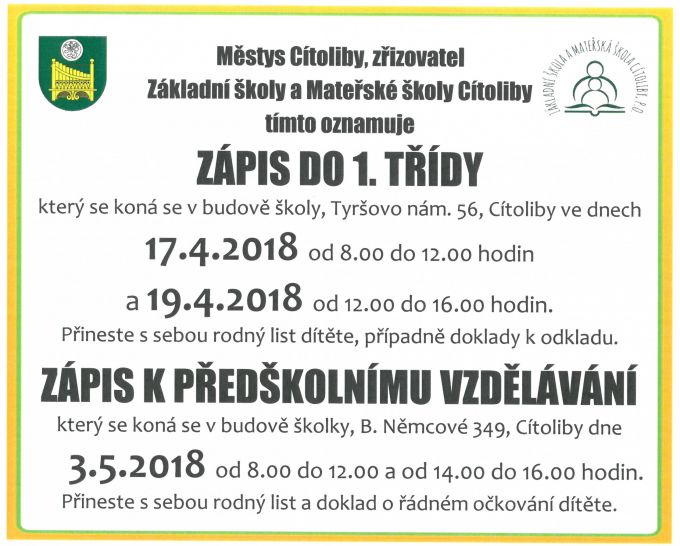 oznámení zřizovatele